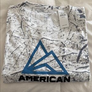American Eagle Outfitters White and Black Graphic Tee